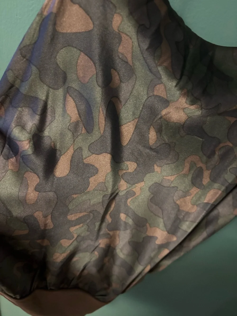 Cami NYC Camo Satin Cowl Neck Bodysuit in Brown and Pink - Picture 2 of 6